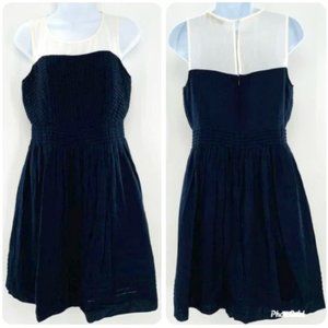 Navy and Off White Sleeveless Fit and Flare LOFT Dress - 2